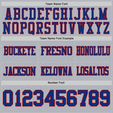 Custom Gray Royal-Red Mesh Authentic Football Jersey