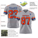 Custom Gray Orange-Royal Mesh Authentic Football Jersey