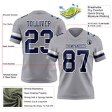 Custom Gray Navy-White Mesh Authentic Football Jersey