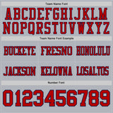 Custom Gray Red-Navy Mesh Authentic Football Jersey