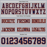Custom Gray Navy-Orange Mesh Authentic Football Jersey