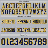 Custom Gray Navy-Gold Mesh Authentic Football Jersey