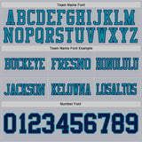 Custom Gray Navy-Teal Mesh Authentic Football Jersey