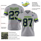 Custom Gray Navy-Neon Green Mesh Authentic Football Jersey