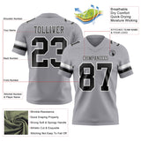 Custom Gray Black-White Mesh Authentic Football Jersey