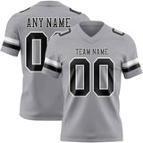 Custom Gray Black-White Mesh Authentic Football Jersey