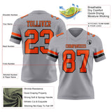 Custom Gray Orange-Black Mesh Authentic Football Jersey