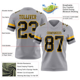 Custom Gray Black-Gold Mesh Authentic Football Jersey