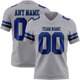 Custom Gray Royal-Black Mesh Authentic Football Jersey