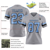 Custom Gray Light Blue-Black Mesh Authentic Football Jersey