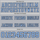 Custom Gray Light Blue-Black Mesh Authentic Football Jersey