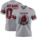 Custom Gray Cardinal-Black Mesh Authentic Football Jersey