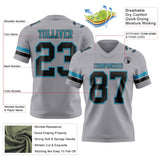 Custom Gray Black-Panther Blue Mesh Authentic Football Jersey