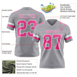 Custom Gray Pink-White Mesh Authentic Football Jersey