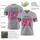 Custom Gray Pink-Kelly Green Mesh Authentic Football Jersey
