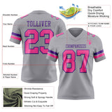 Custom Gray Pink-Purple Mesh Authentic Football Jersey
