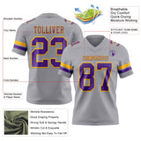 Custom Gray Purple-Gold Mesh Authentic Football Jersey