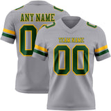 Custom Gray Green-Gold Mesh Authentic Football Jersey