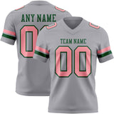 Custom Gray Medium Pink-Green Mesh Authentic Football Jersey