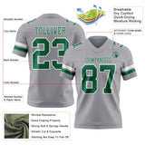 Custom Gray Kelly Green-White Mesh Authentic Football Jersey