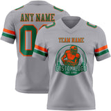 Custom Gray Kelly Green-Orange Mesh Authentic Football Jersey