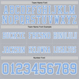 Custom Gray Light Blue-White Mesh Authentic Football Jersey