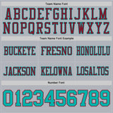 Custom Gray Aqua-Crimson Mesh Authentic Football Jersey