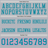 Custom Gray Teal White-Pink Mesh Authentic Football Jersey