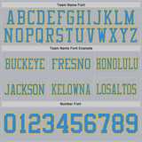 Custom Gray Powder Blue-Gold Mesh Authentic Football Jersey