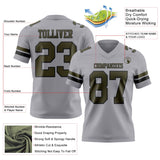 Custom Gray Olive-Black Mesh Authentic Football Jersey
