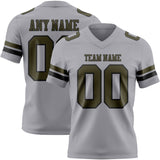 Custom Gray Olive-Black Mesh Authentic Football Jersey