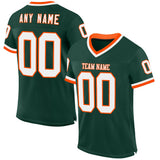 Custom Green White-Orange Mesh Authentic Throwback Football Jersey