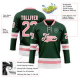 Custom Green Medium Pink-White Hockey Lace Neck Jersey
