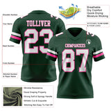 Custom Green White-Pink Mesh Authentic Football Jersey