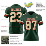 Custom Green Cream-Red Mesh Authentic Football Jersey
