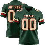 Custom Green Cream-Red Mesh Authentic Football Jersey