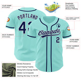 Custom Ice Blue Navy-White Authentic Baseball Jersey