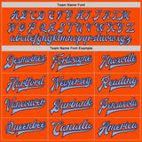 Custom Orange Light Blue-Navy Bomber Full-Snap Varsity Letterman Jacket
