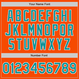 Custom Orange Teal-White Bomber Full-Snap Varsity Letterman Jacket