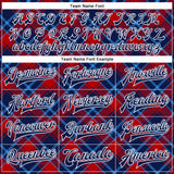 Custom Navy Red-Light Blue Check Board 3D Pattern Design Bomber Full-Snap Varsity Letterman Jacket