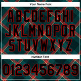 Custom Midnight Green Black-Red Check Board 3D Pattern Design Bomber Full-Snap Varsity Letterman Jacket