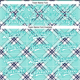 Custom Ice Blue Aqua-Navy Check Board 3D Pattern Design Bomber Full-Snap Varsity Letterman Jacket