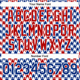 Custom White Royal-Red Check Board 3D Pattern Design Bomber Full-Snap Varsity Letterman Jacket