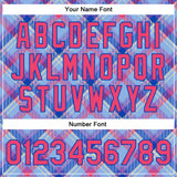 Custom Light Blue Neon Pink Thunder Blue-Cream Check Board 3D Pattern Design Bomber Full-Snap Varsity Letterman Jacket