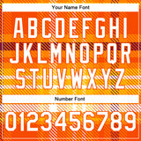 Custom Orange White Check Board 3D Pattern Design Bomber Full-Snap Varsity Letterman Jacket