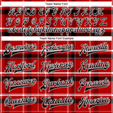 Custom Red Black-White Classic Western Plaid 3D Pattern Design Bomber Full-Snap Varsity Letterman Jacket
