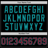 Custom Black Crimson-Teal Bomber Full-Snap Varsity Letterman Hoodie Jacket