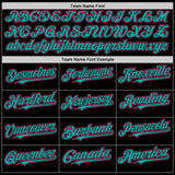 Custom Black Pink-Aqua Bomber Full-Snap Varsity Letterman Hoodie Jacket
