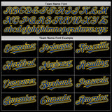Custom Black Royal-Yellow Bomber Full-Snap Varsity Letterman Hoodie Jacket