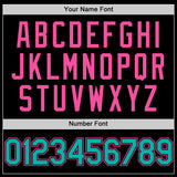 Custom Black Aqua-Pink Bomber Full-Snap Varsity Letterman Two Tone Hoodie Jacket